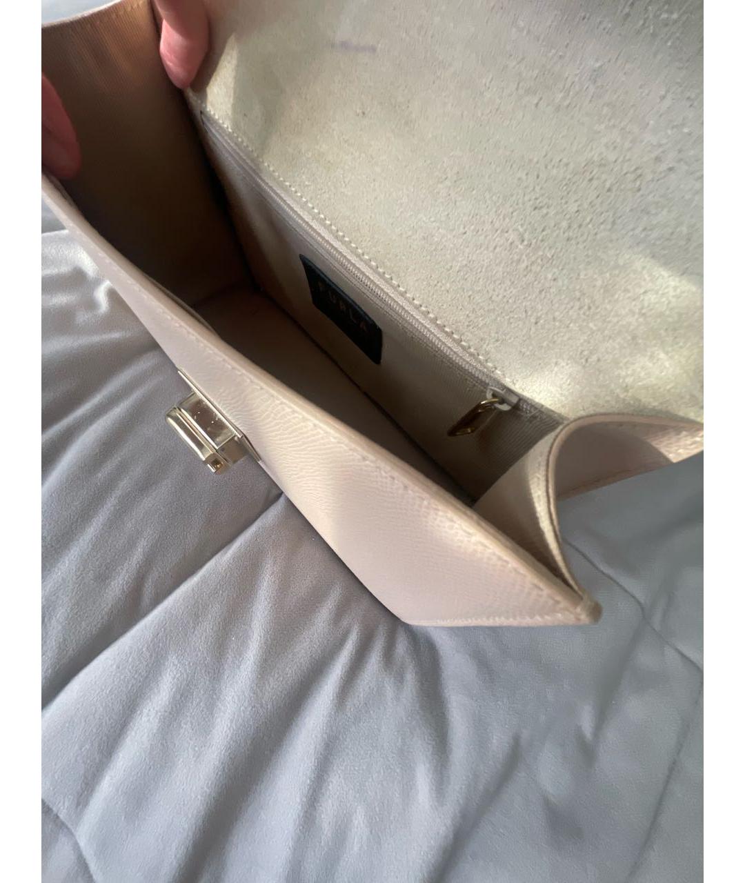 FURLA Бежевая кожаная сумка через плечо, фото 5