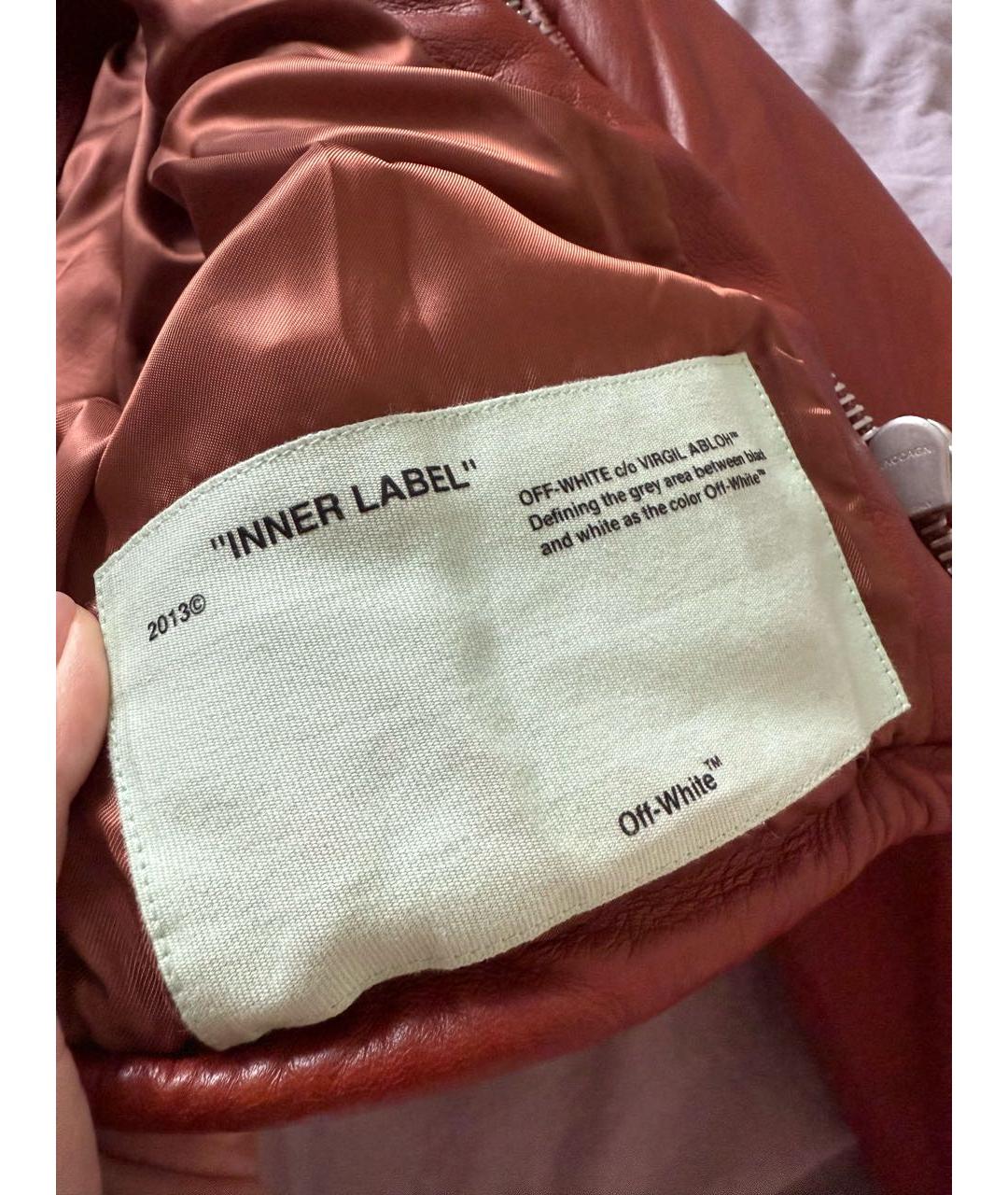 OFF-WHITE Коричневая кожаная куртка, фото 5