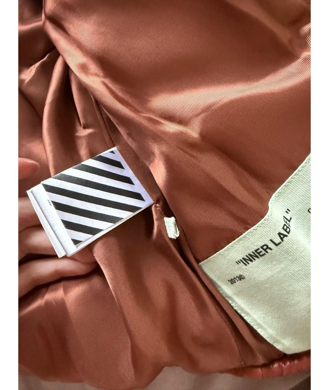 OFF-WHITE Коричневая кожаная куртка, фото 7