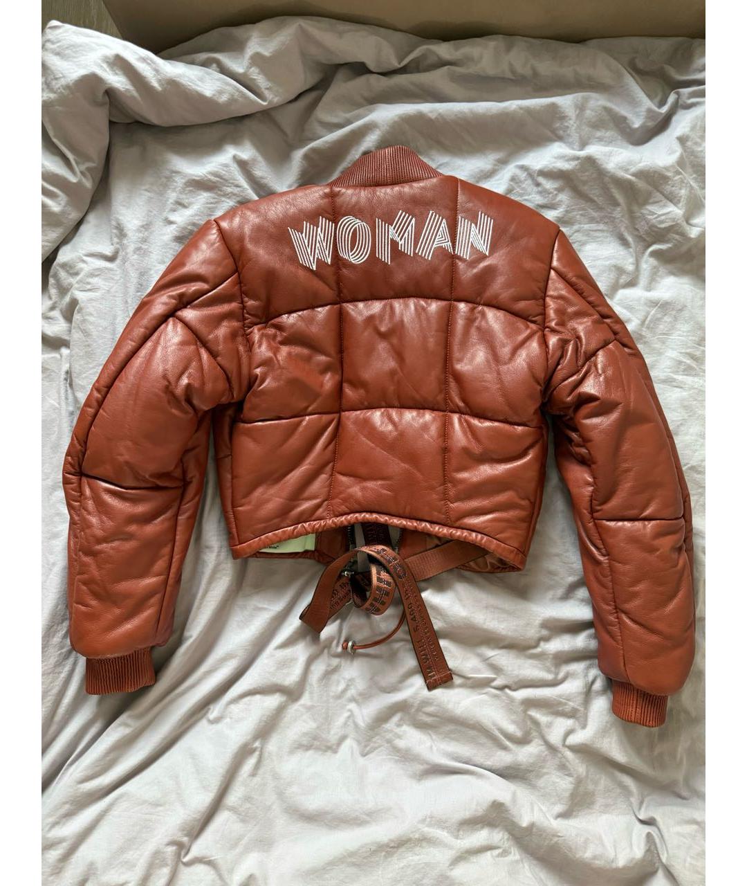 OFF-WHITE Коричневая кожаная куртка, фото 2