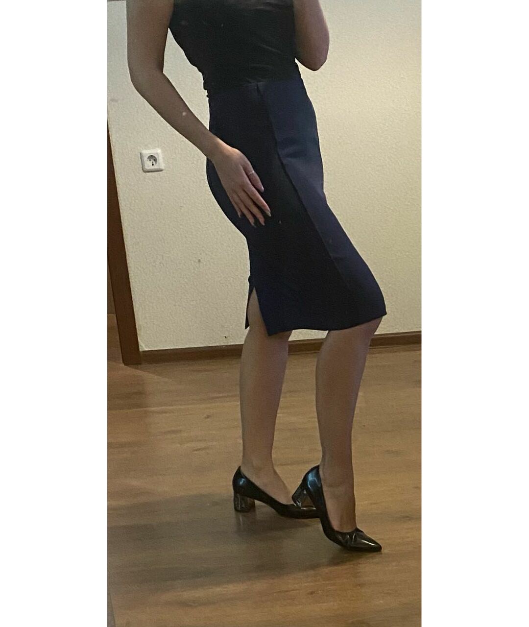 HERNO Темно-синяя полиэстеровая юбка миди, фото 4