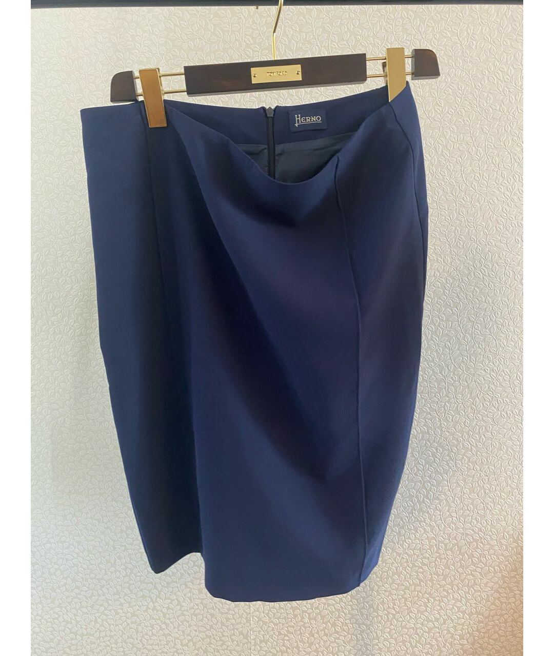 HERNO Темно-синяя полиэстеровая юбка миди, фото 5