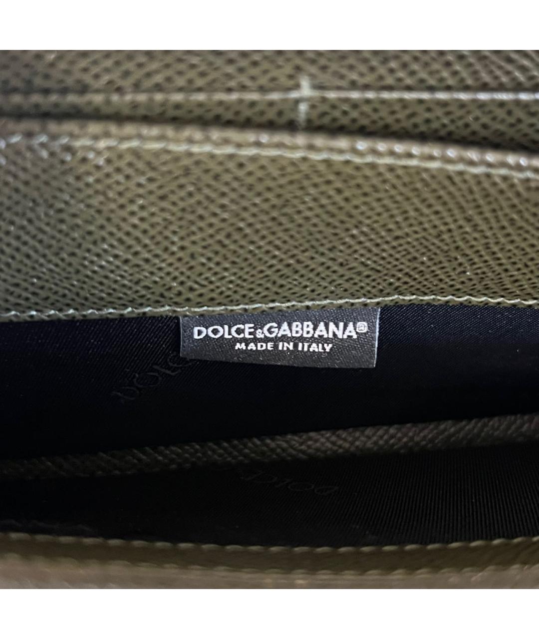 DOLCE&GABBANA Зеленый кожаный кошелек, фото 5