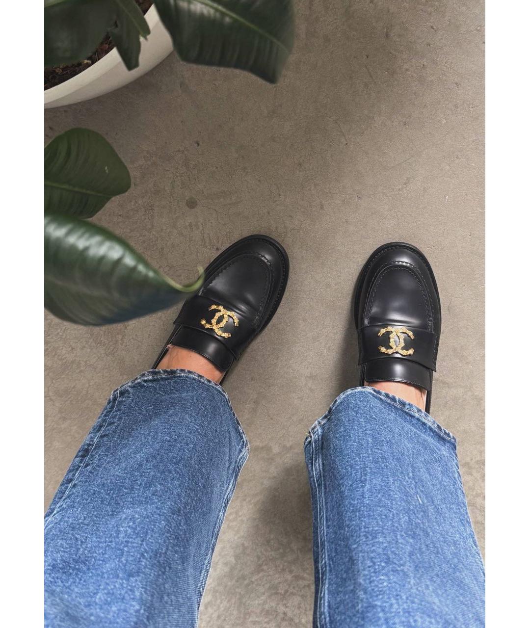 CHANEL Черные кожаные лоферы, фото 6