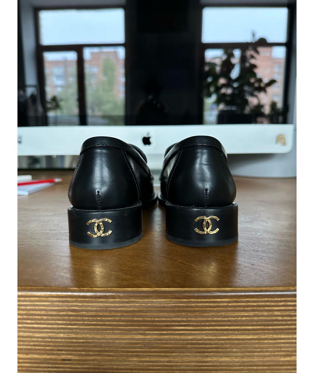 CHANEL Черные кожаные лоферы, фото 4