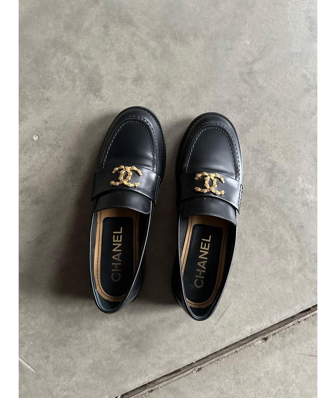CHANEL Черные кожаные лоферы, фото 3