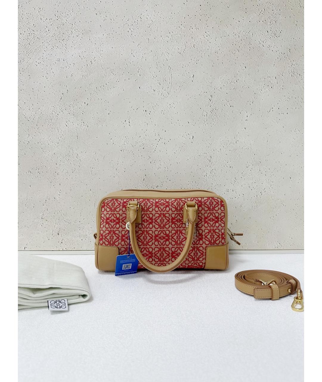 LOEWE Красная жаккардовая сумка тоут, фото 5