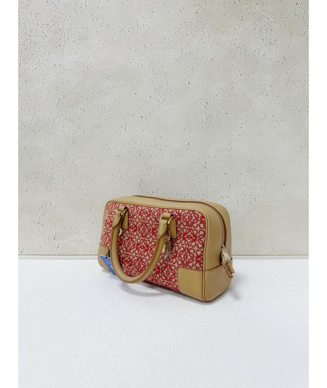 LOEWE Красная жаккардовая сумка тоут, фото 2