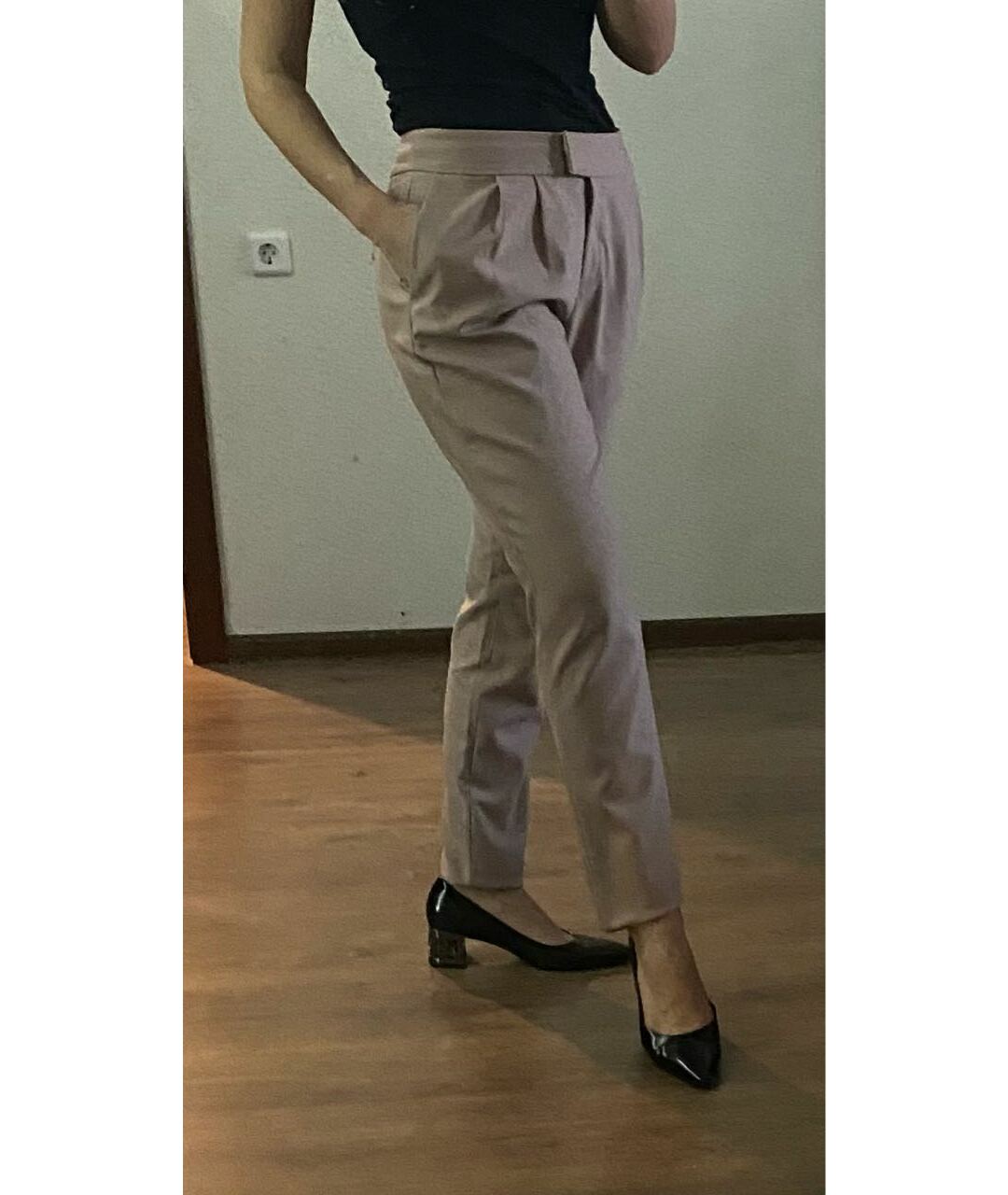 A LA RUSSE Бежевые шерстяные прямые брюки, фото 5