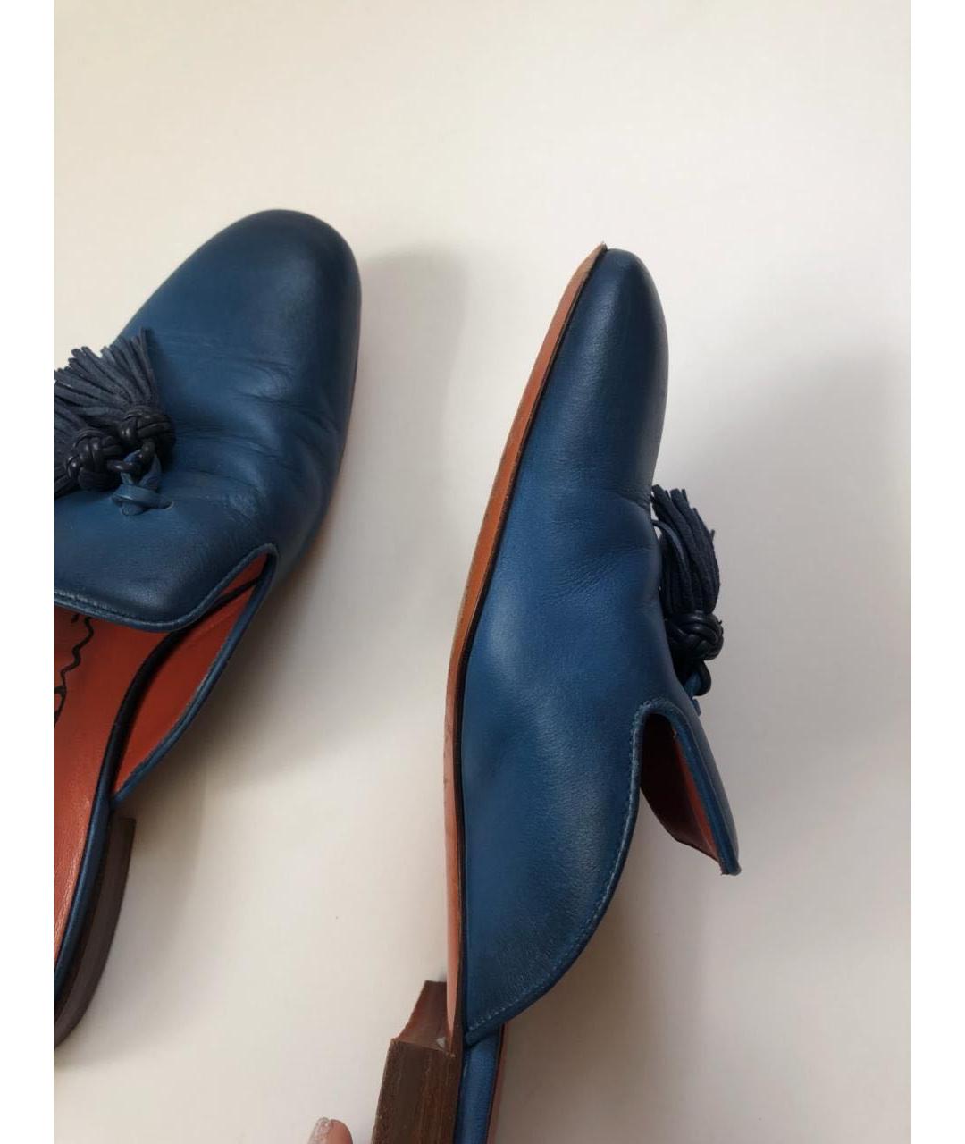 SANTONI Темно-синие кожаные сабо, фото 6