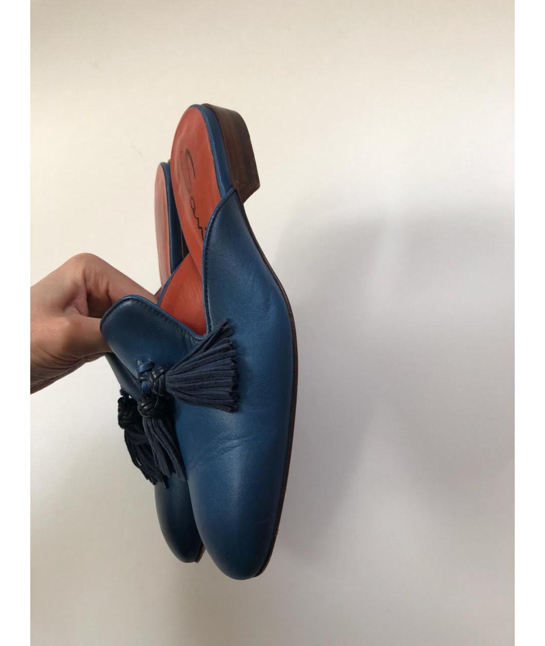 SANTONI Темно-синие кожаные сабо, фото 9