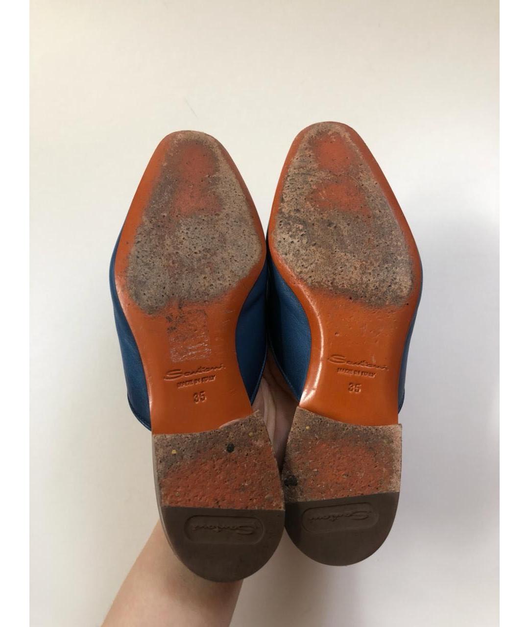 SANTONI Темно-синие кожаные сабо, фото 7