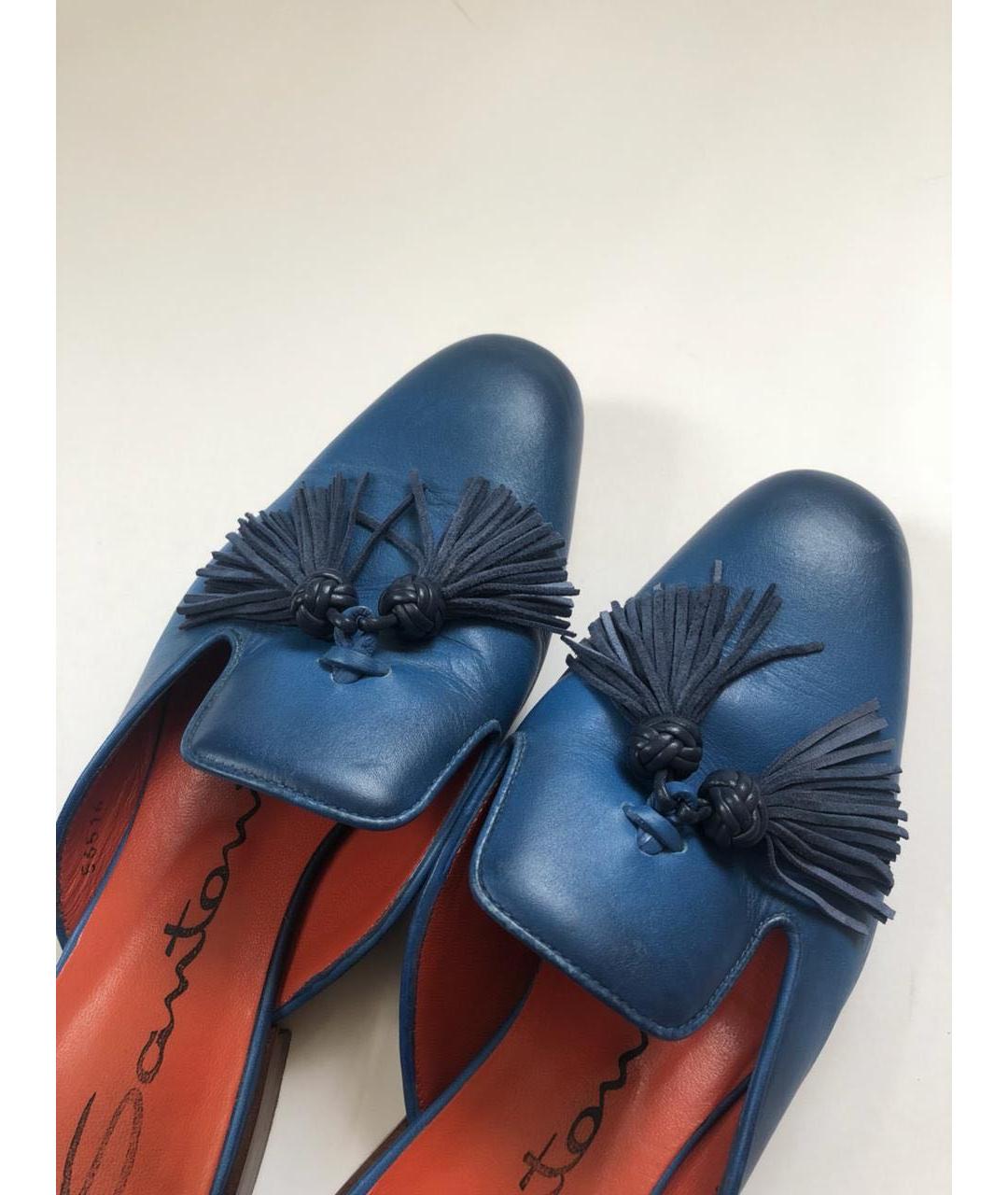 SANTONI Темно-синие кожаные сабо, фото 4