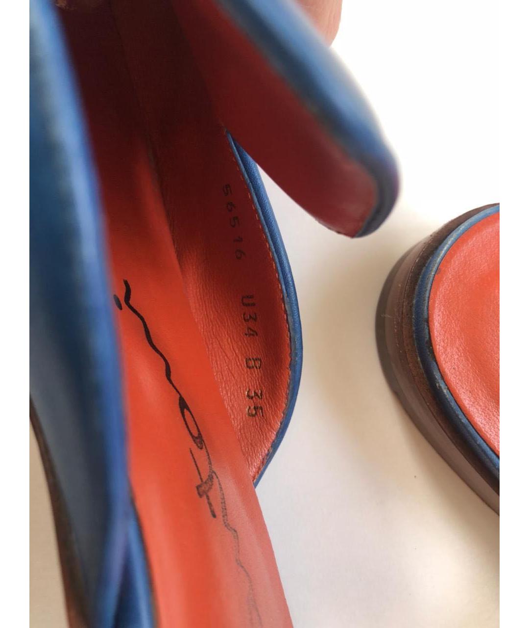 SANTONI Темно-синие кожаные сабо, фото 8