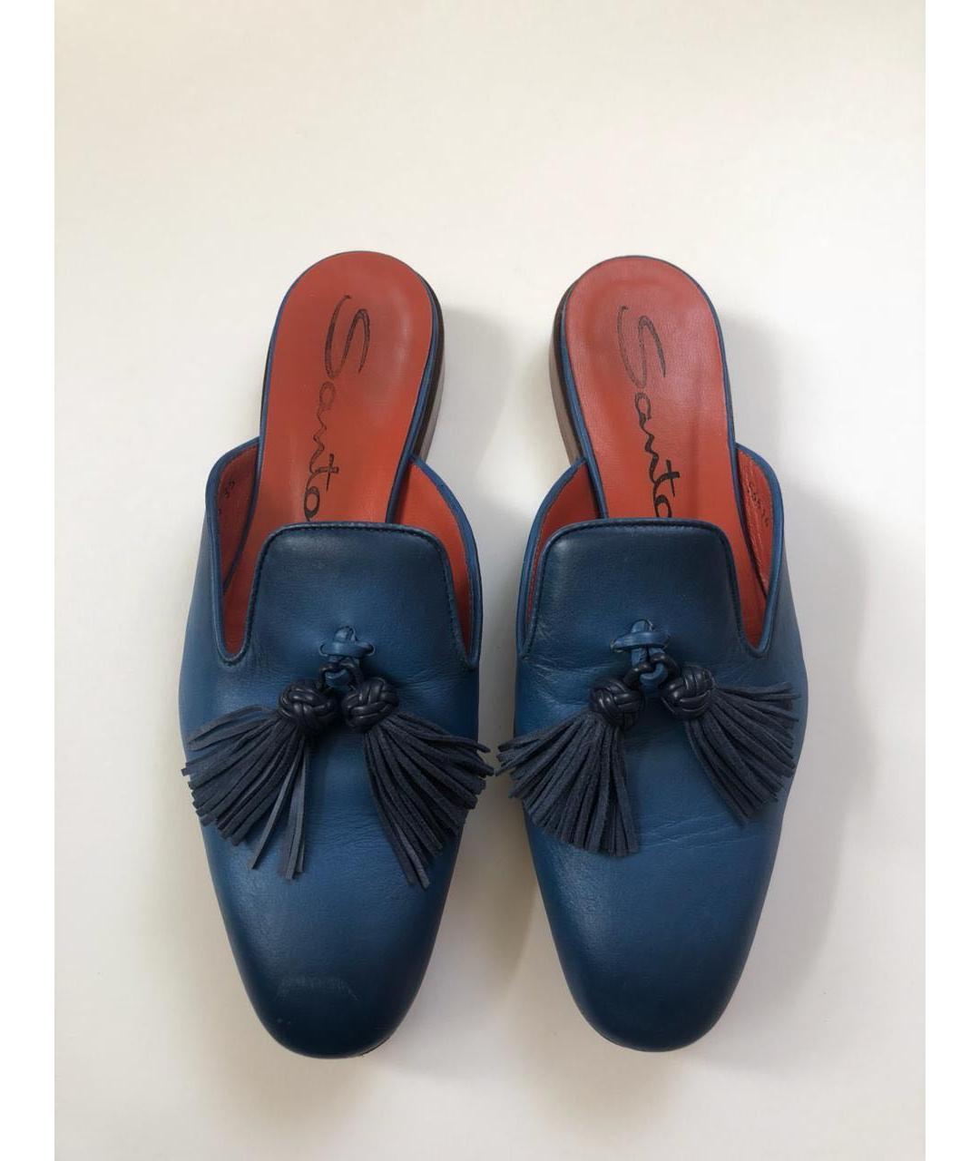 SANTONI Темно-синие кожаные сабо, фото 3