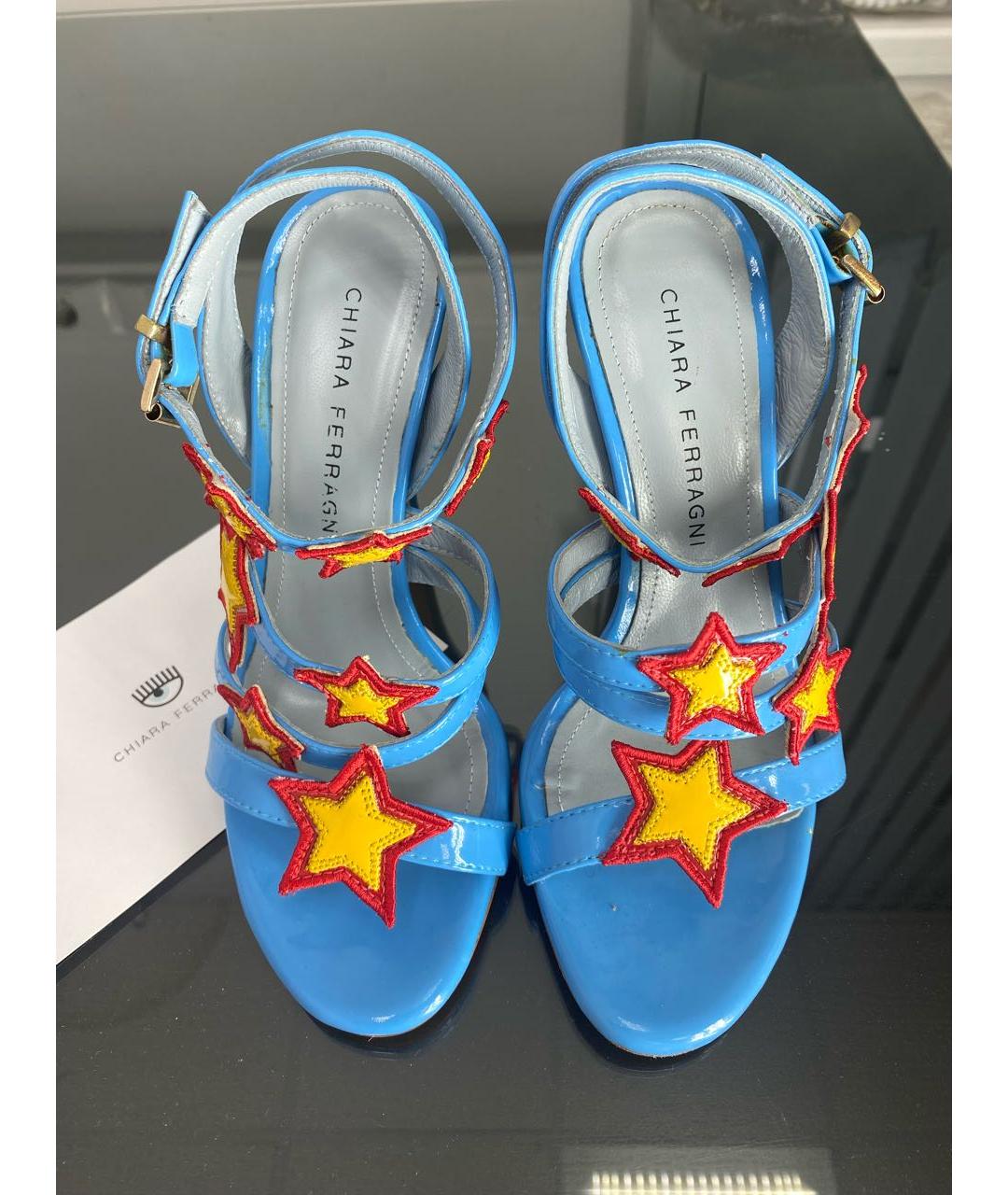 CHIARA FERRAGNI Голубые кожаные туфли, фото 2