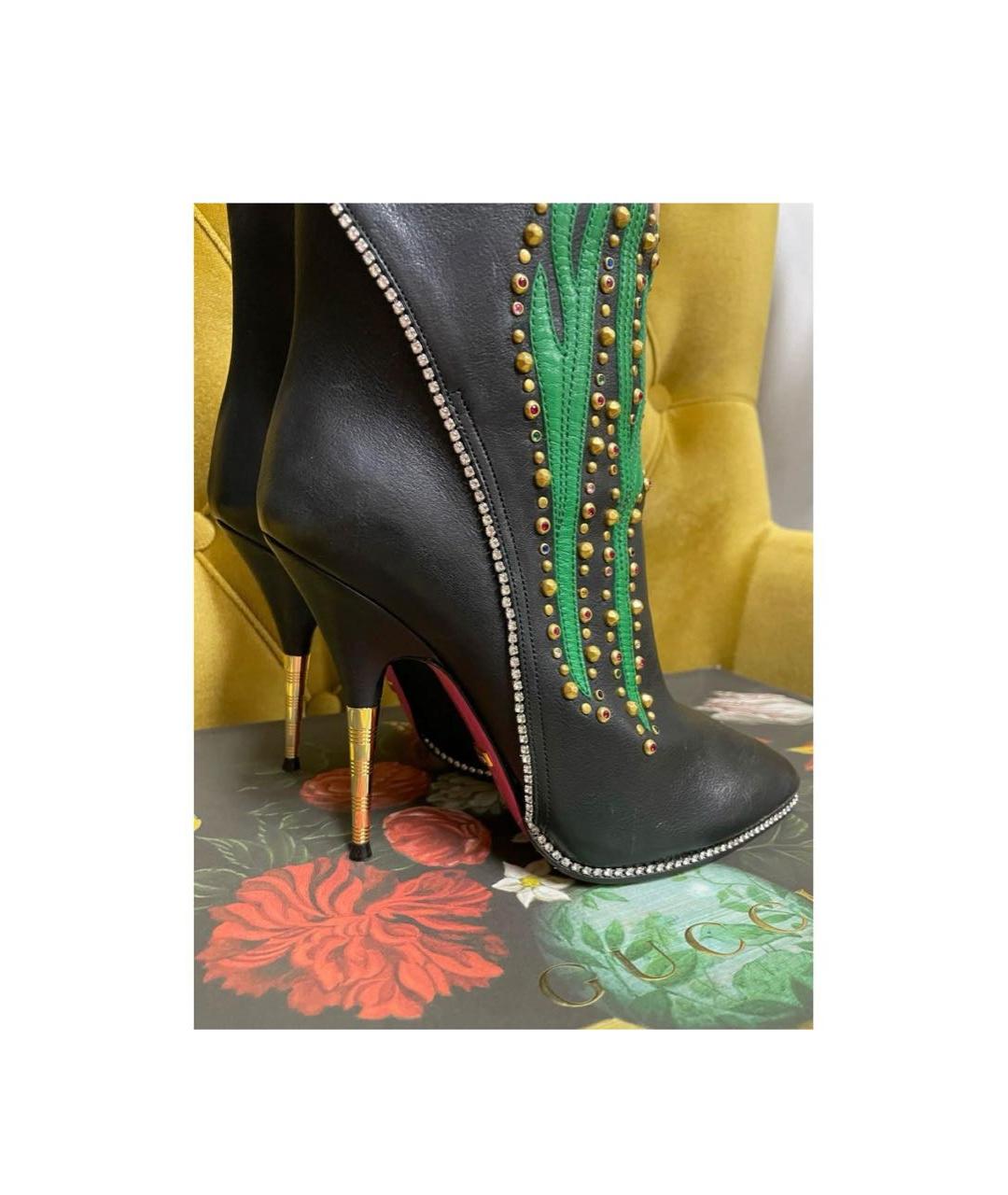 GUCCI Черные кожаные ботильоны, фото 3