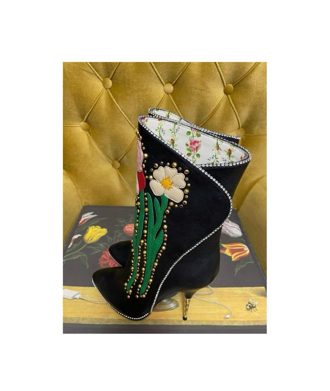 GUCCI Черные кожаные ботильоны, фото 5