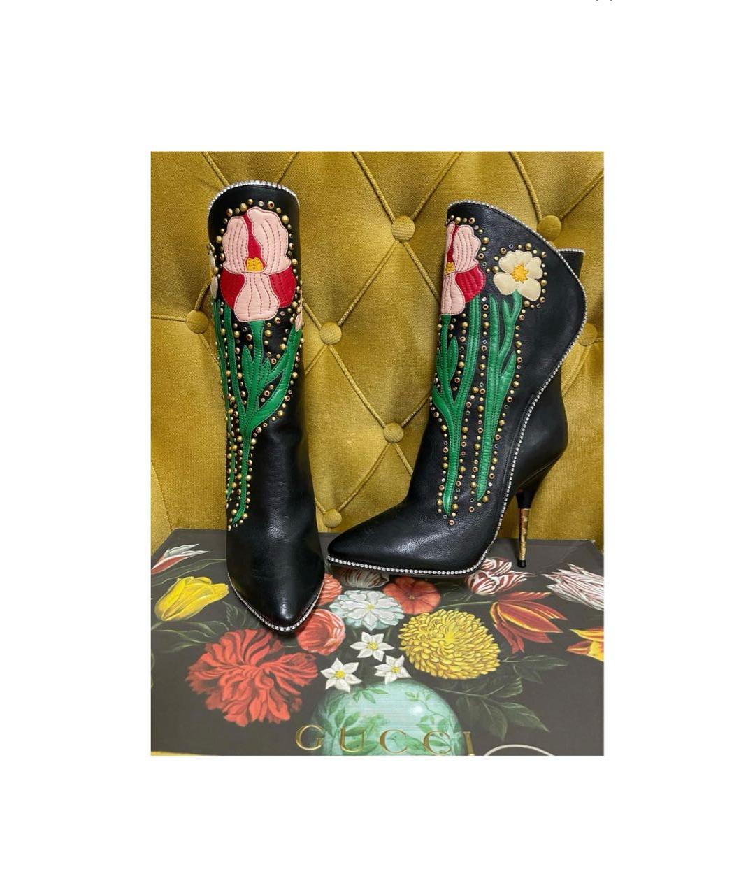 GUCCI Черные кожаные ботильоны, фото 4