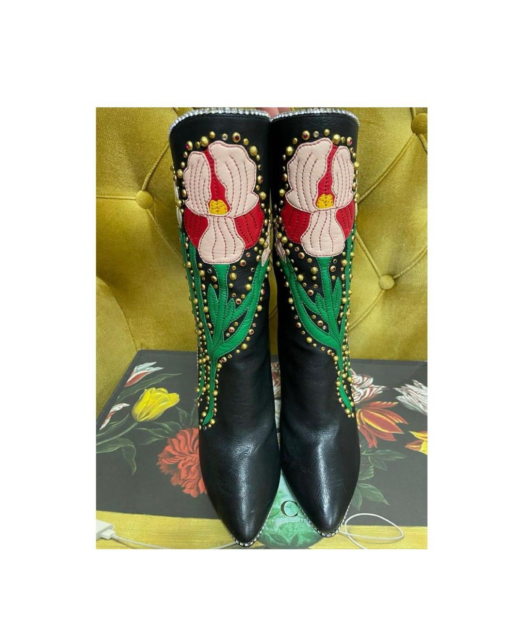 GUCCI Черные кожаные ботильоны, фото 2