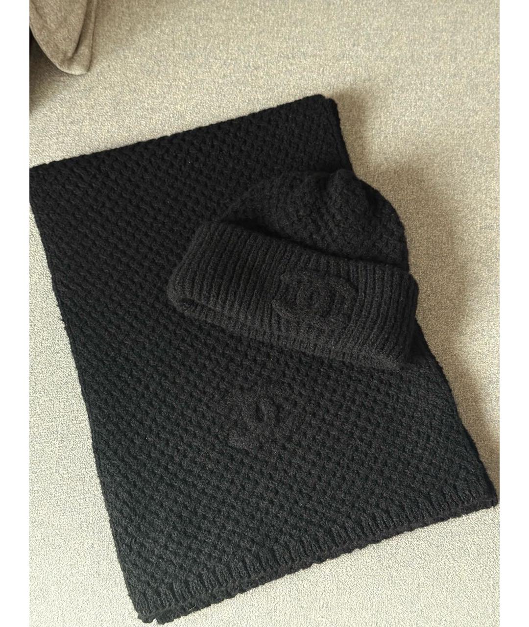 CHANEL Черный кашемировый шарф, фото 2