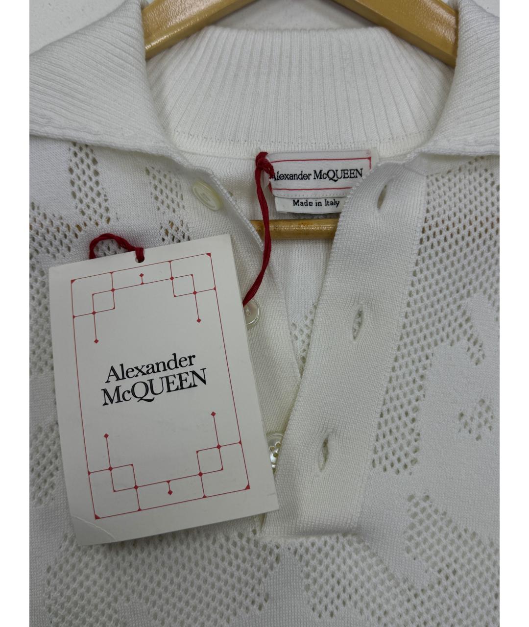 ALEXANDER MCQUEEN Белое хлопковое поло с коротким рукавом, фото 3