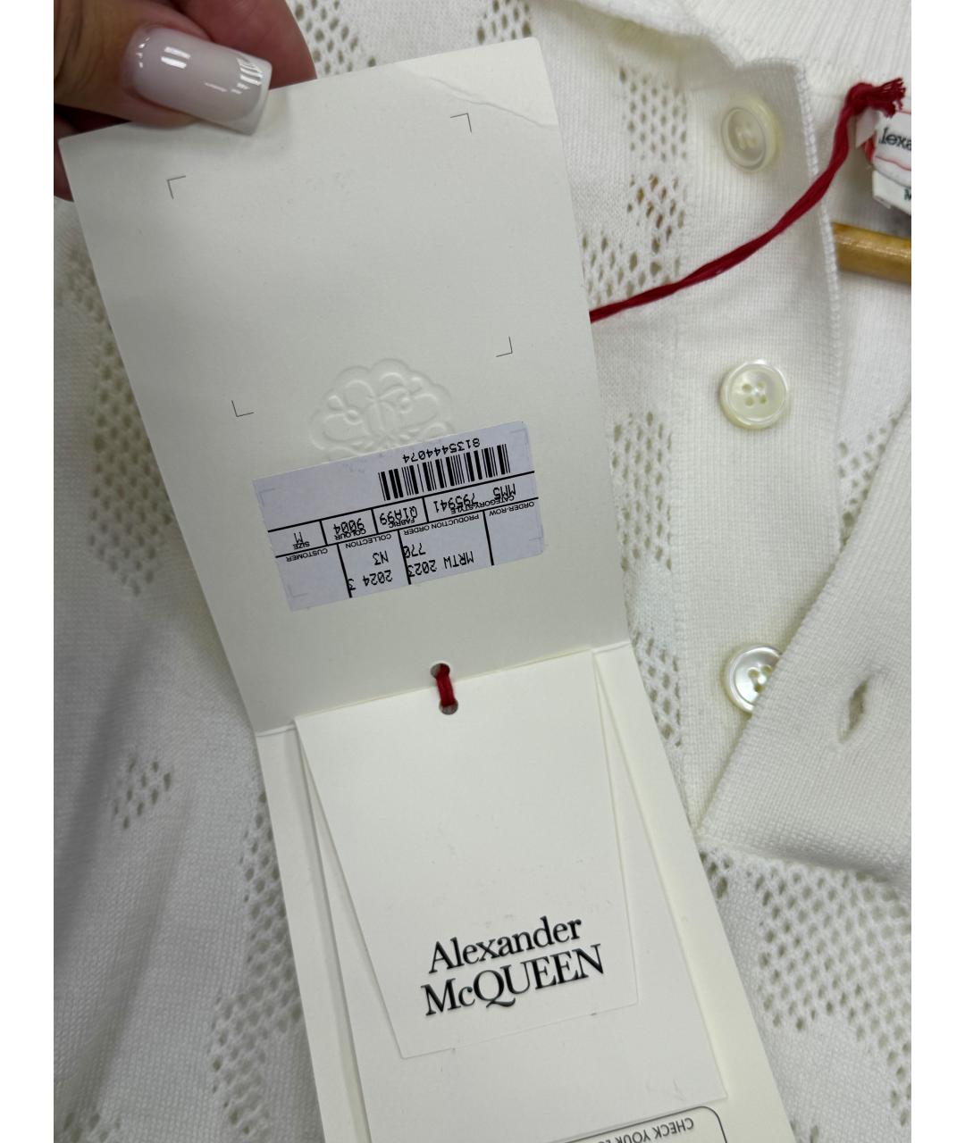 ALEXANDER MCQUEEN Белое хлопковое поло с коротким рукавом, фото 4
