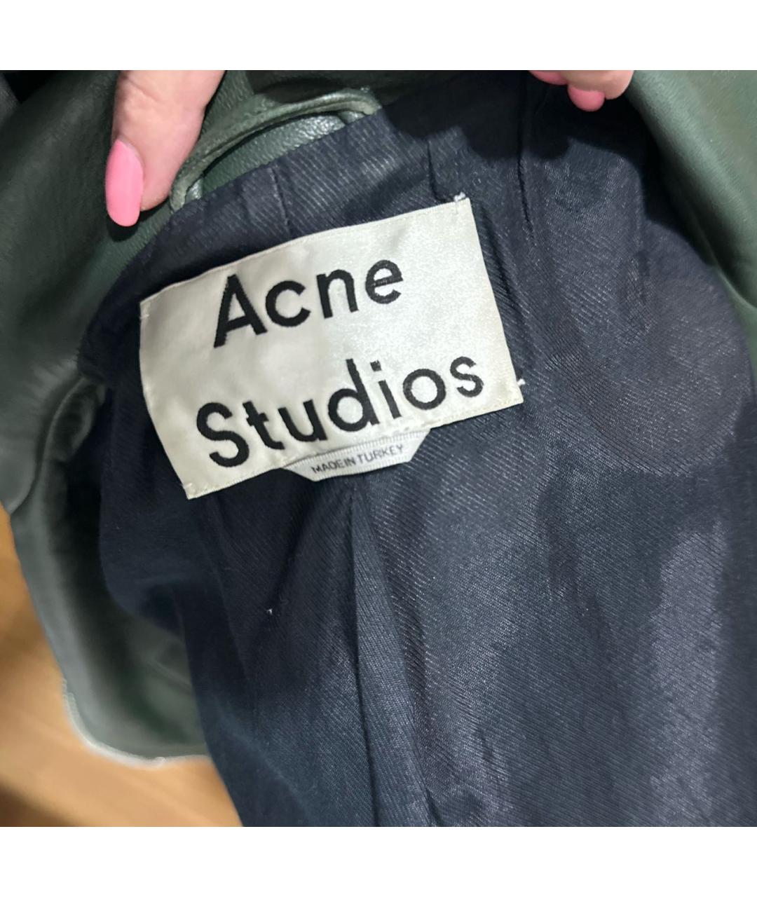 ACNE STUDIOS Зеленая кожаная куртка, фото 3