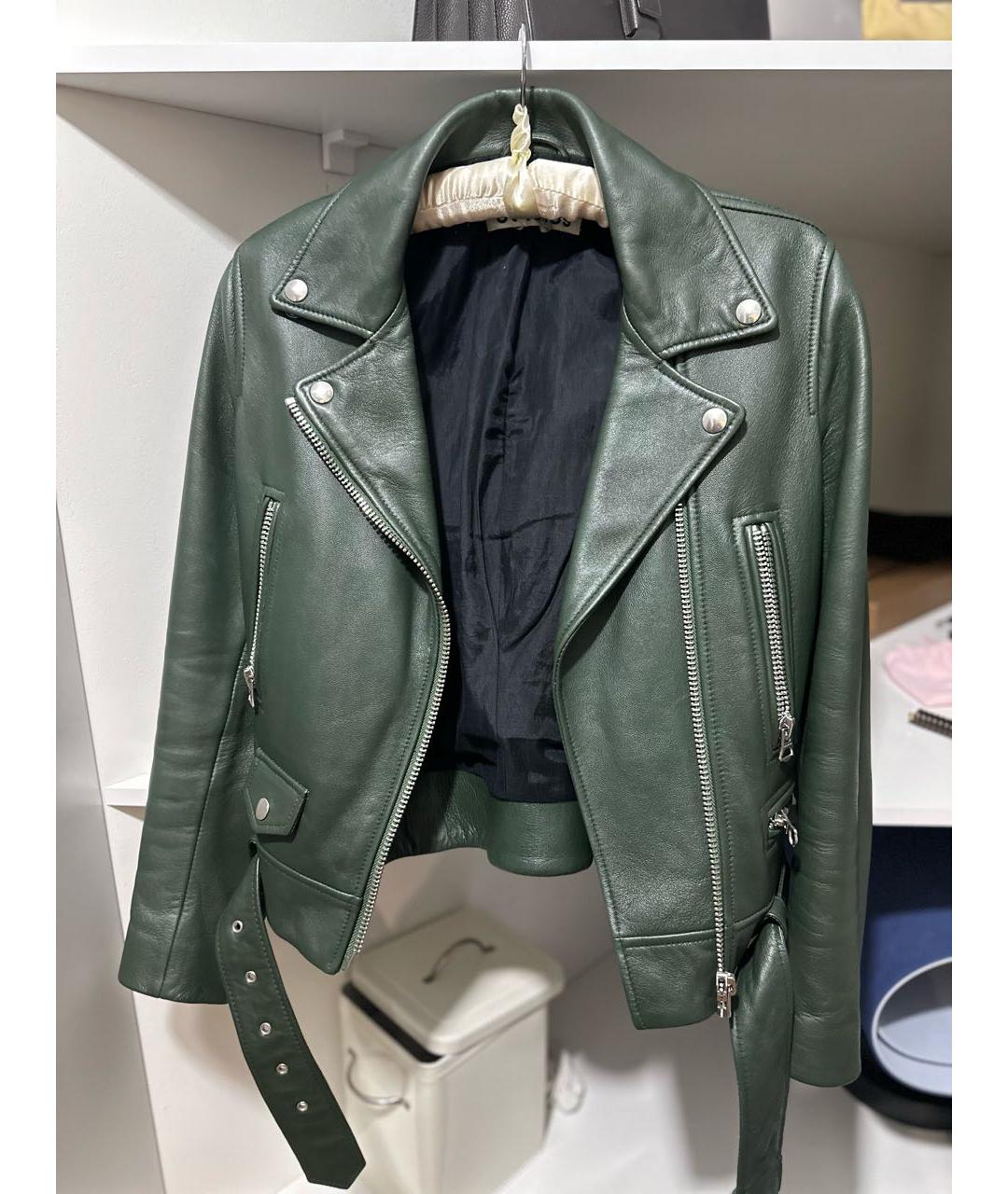 ACNE STUDIOS Зеленая кожаная куртка, фото 8