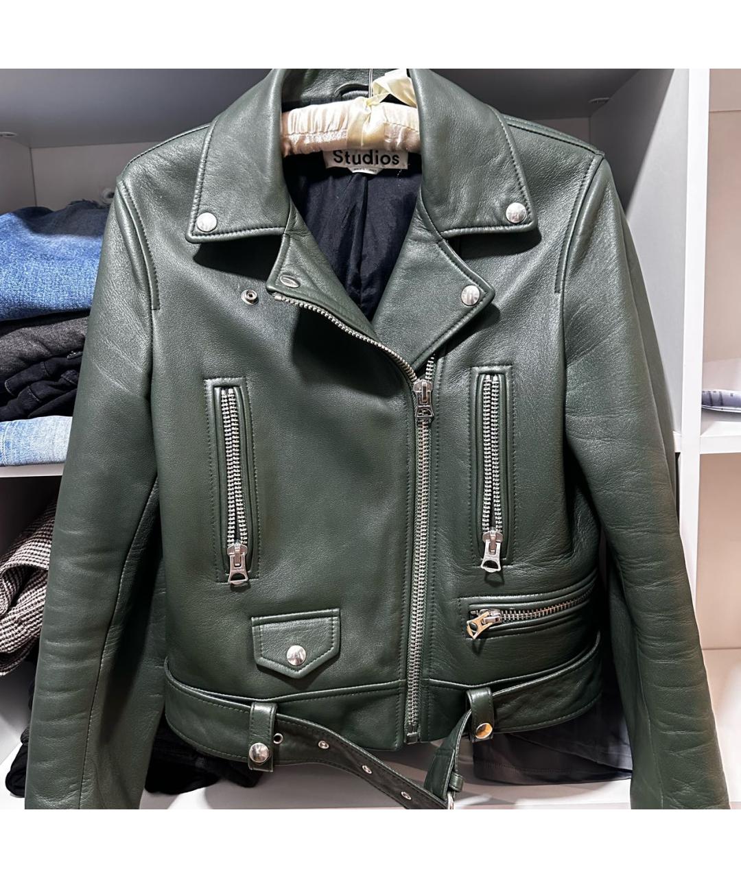ACNE STUDIOS Зеленая кожаная куртка, фото 7
