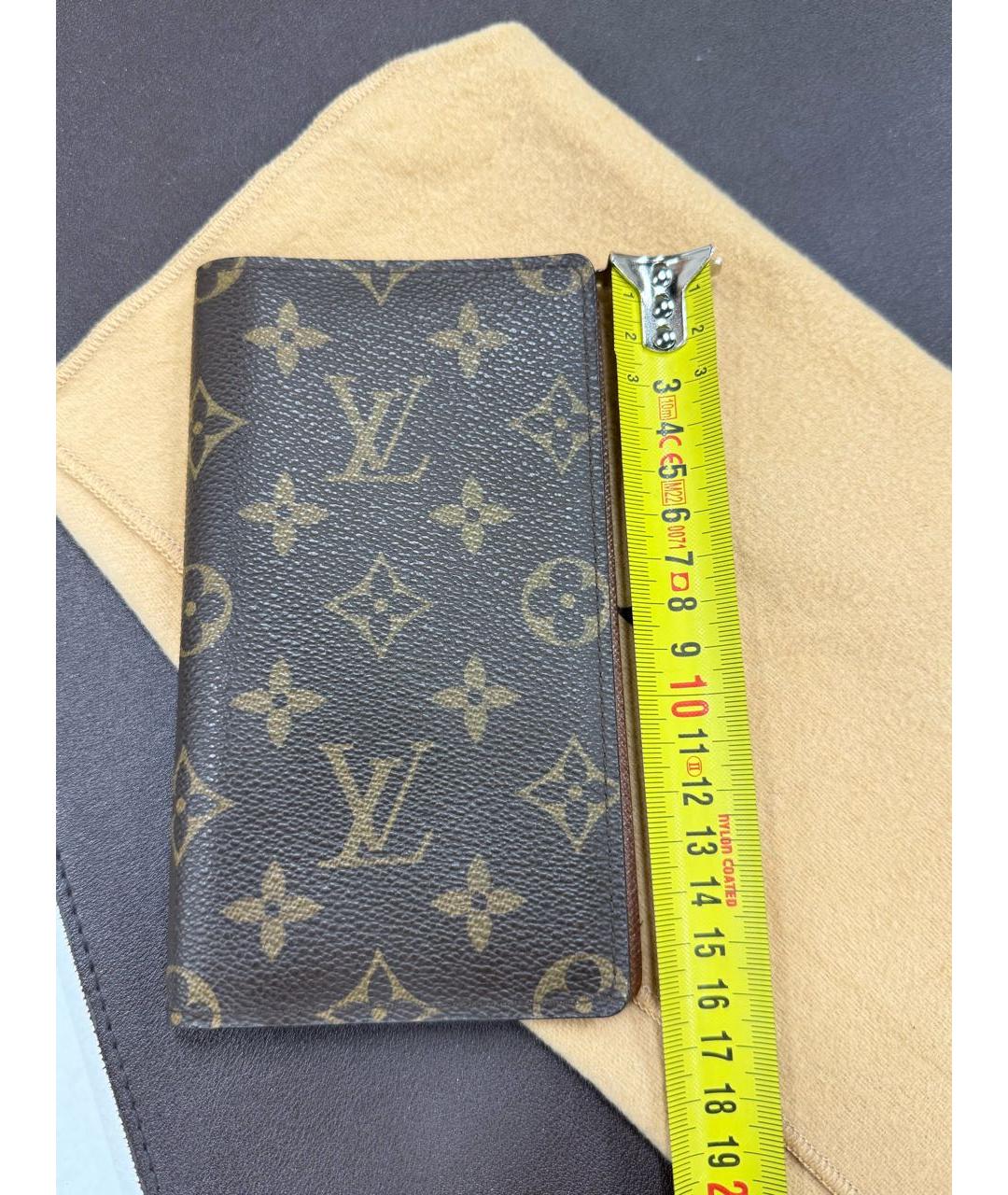 LOUIS VUITTON Коричневый кожаный кошелек, фото 6