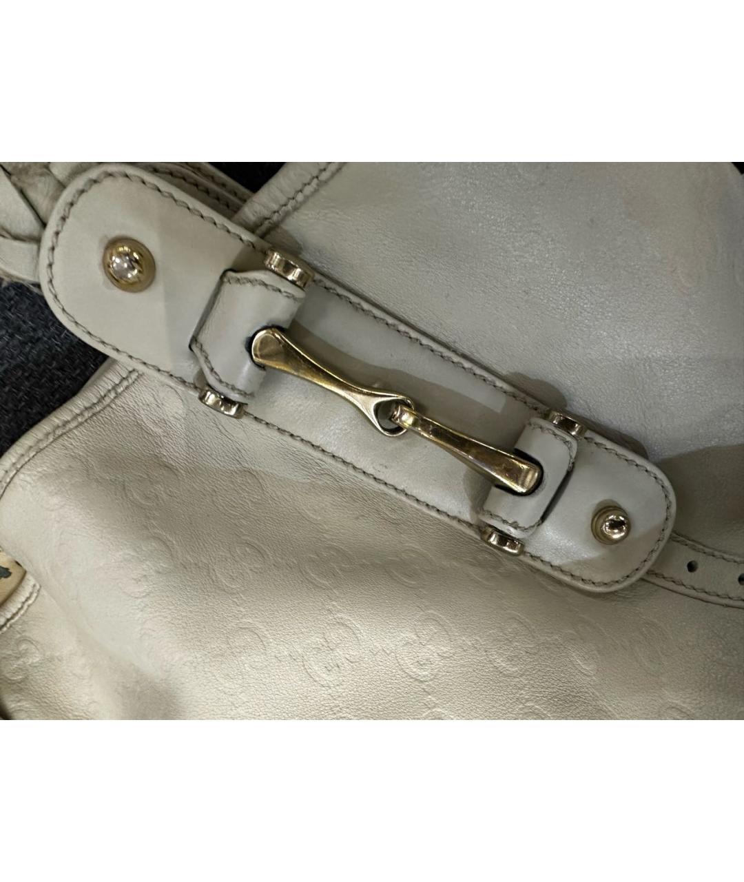 GUCCI Белая кожаная сумка тоут, фото 2