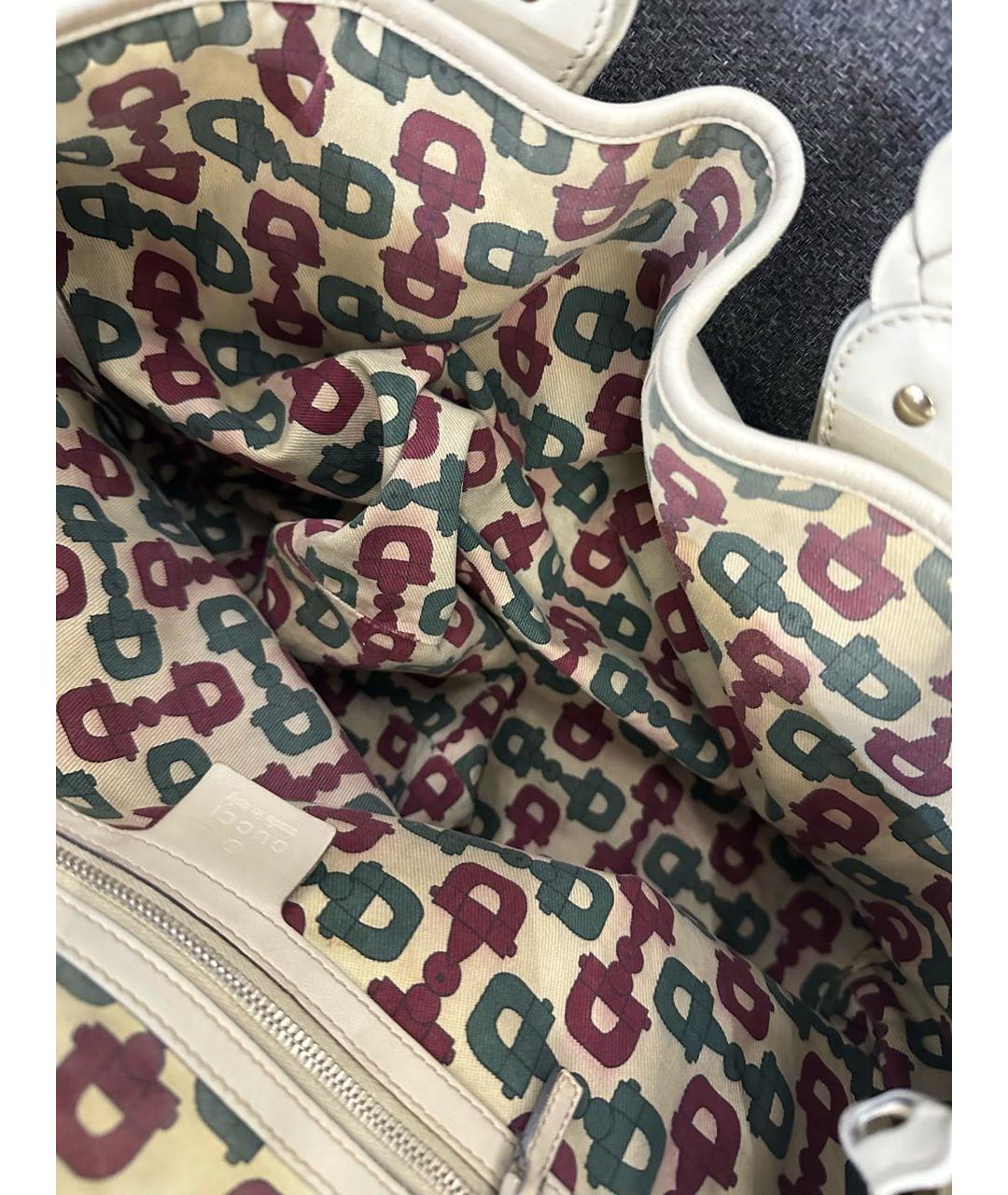GUCCI Белая кожаная сумка тоут, фото 4