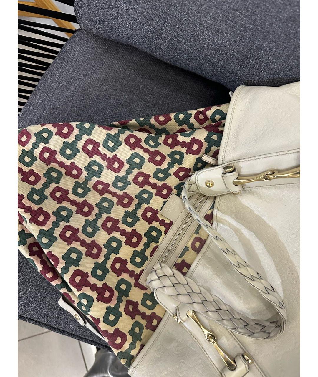GUCCI Белая кожаная сумка тоут, фото 3