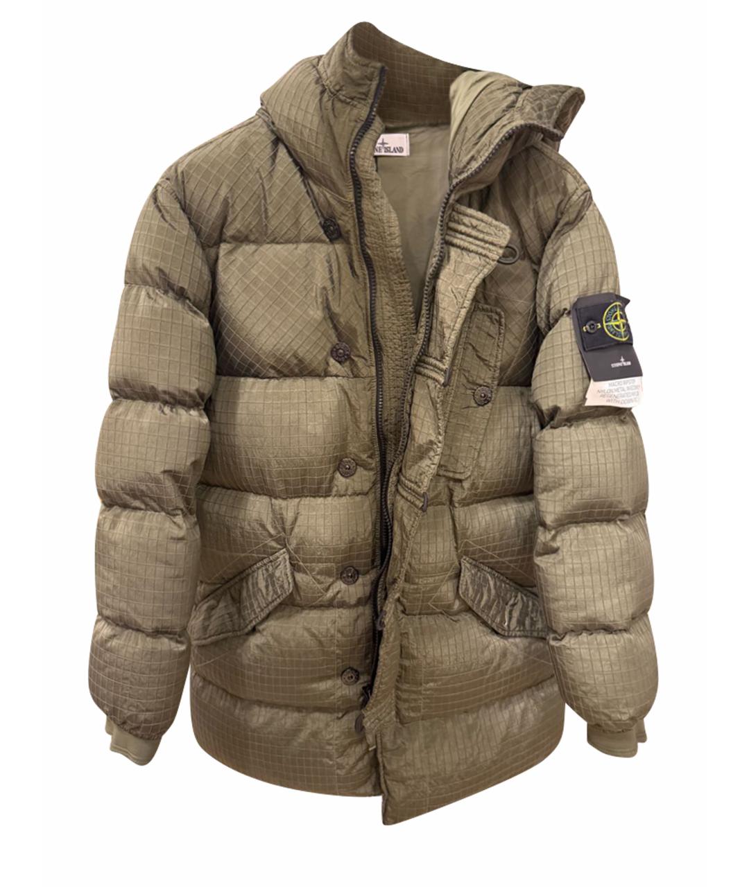 STONE ISLAND Зеленый полиамидовый пуховик, фото 1