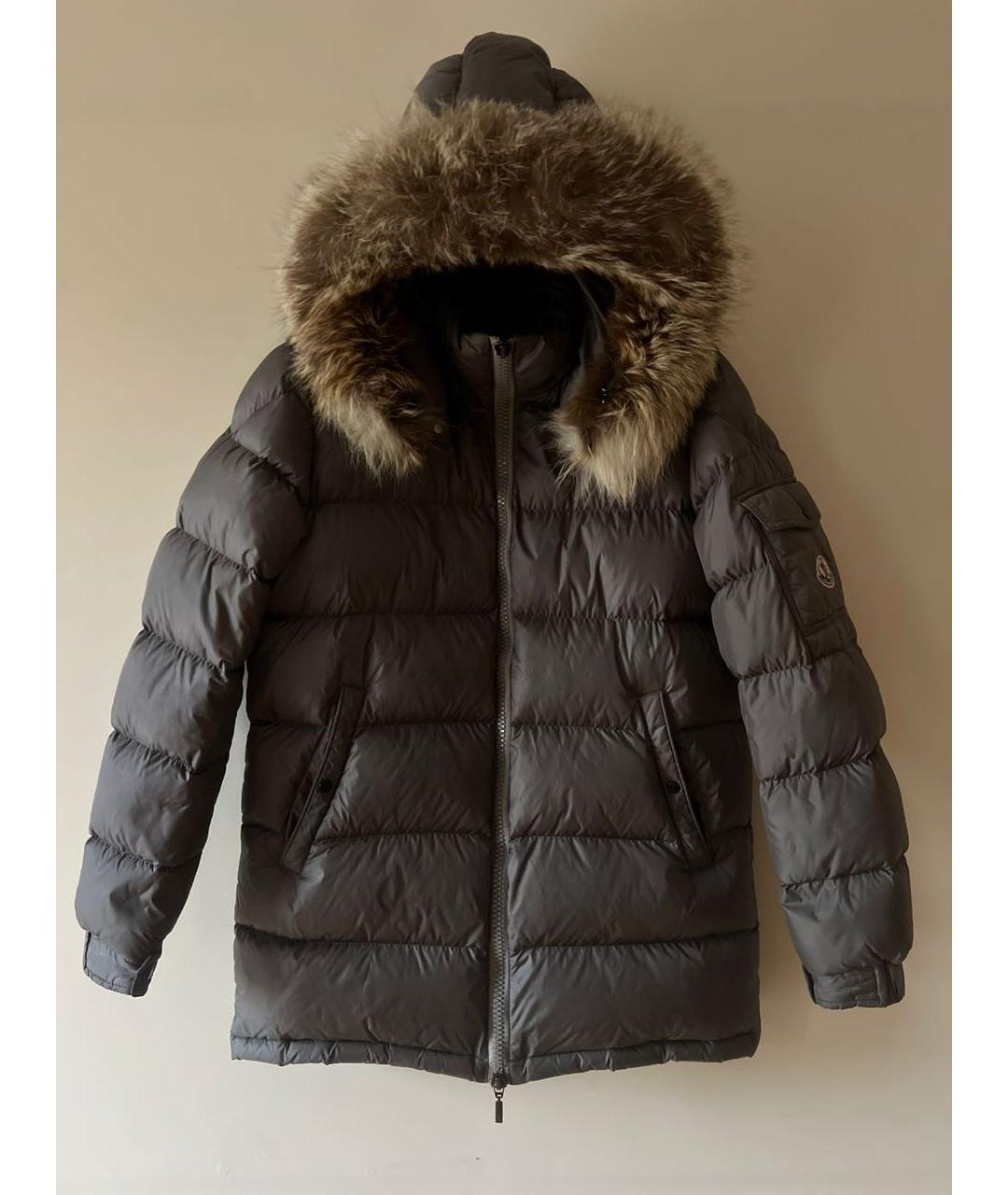 MONCLER Коричневый полиамидовый пуховик, фото 6