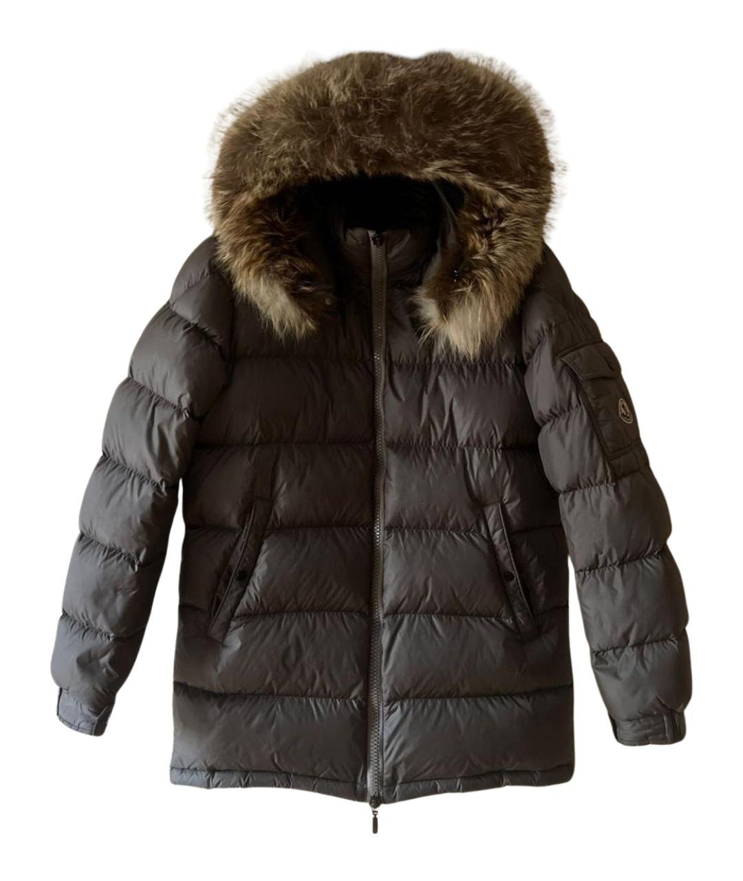 MONCLER Коричневый полиамидовый пуховик, фото 1