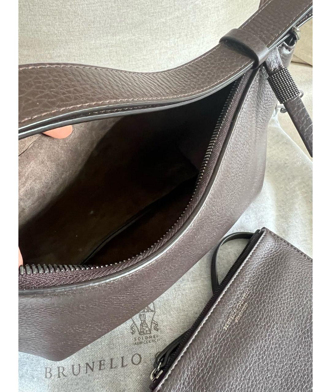 BRUNELLO CUCINELLI Коричневая кожаная сумка с короткими ручками, фото 4