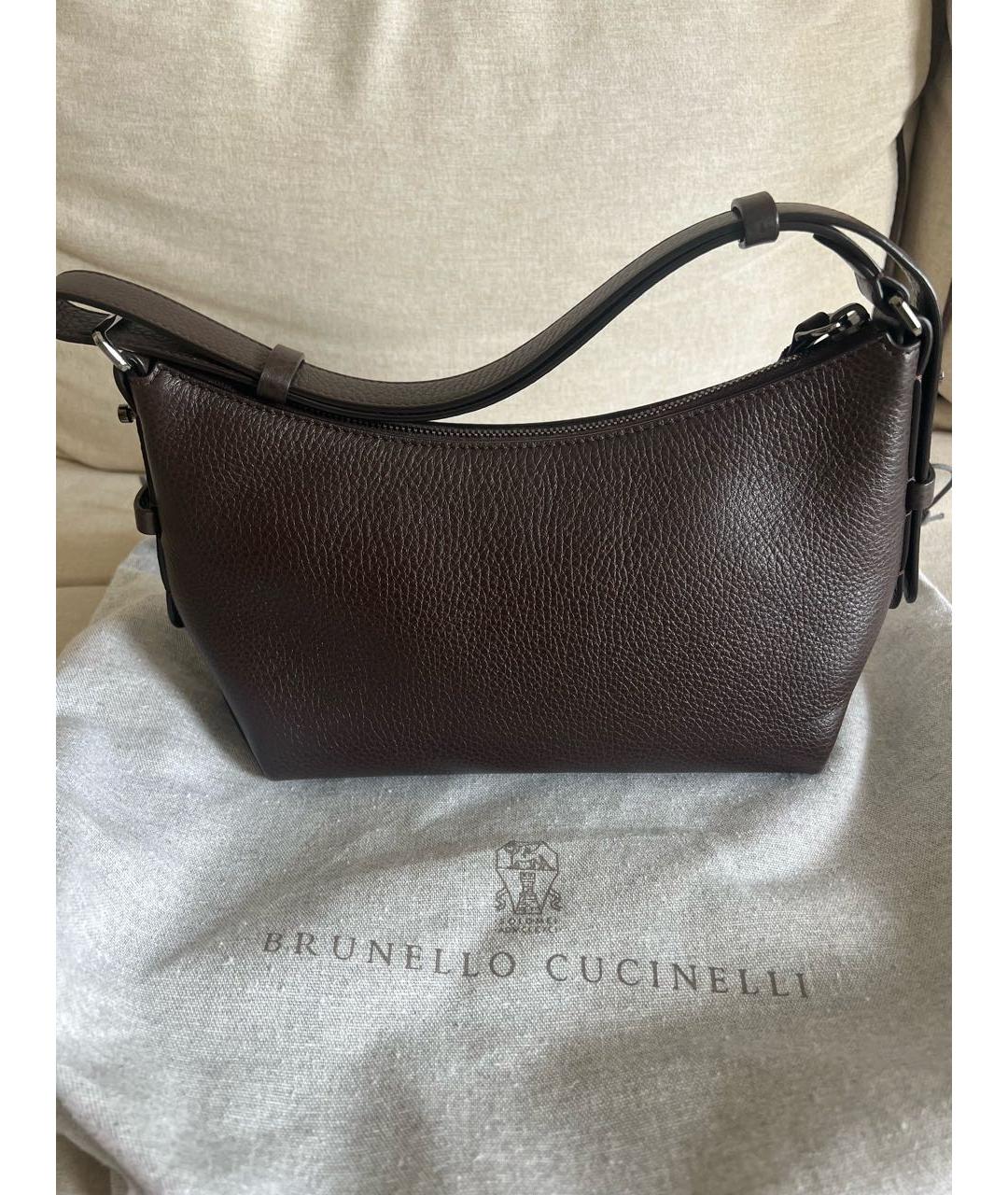 BRUNELLO CUCINELLI Коричневая кожаная сумка с короткими ручками, фото 3