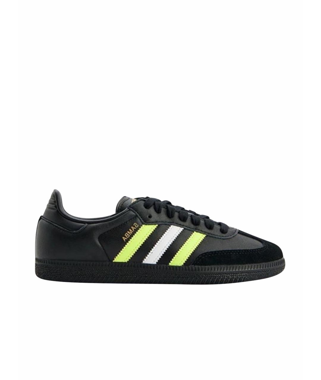 ADIDAS Черные кожаные низкие кроссовки / кеды, фото 1