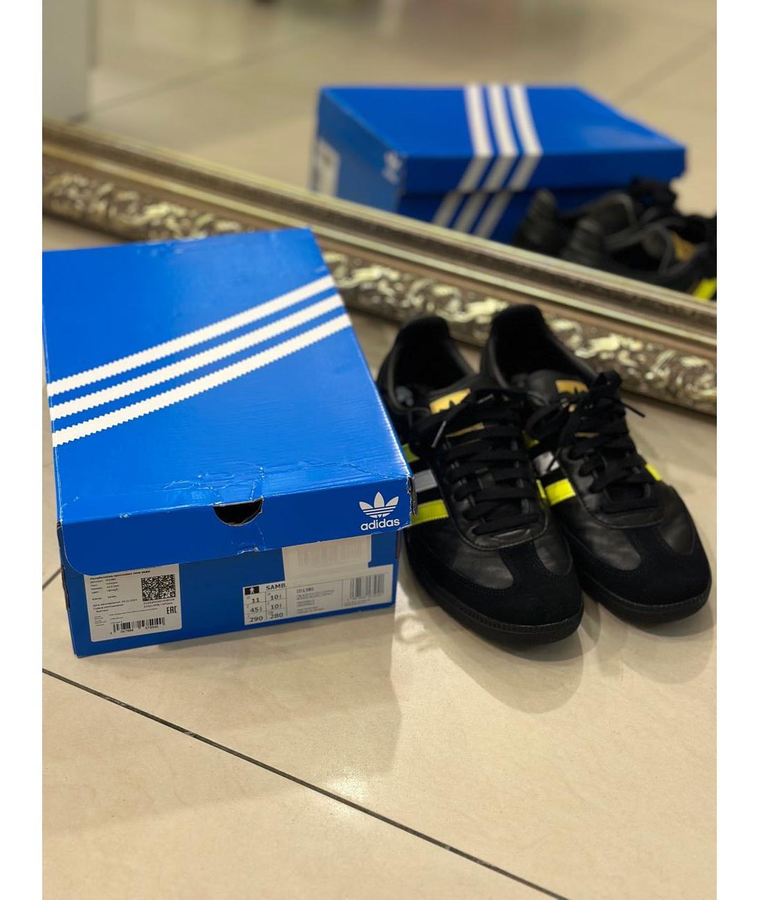 ADIDAS Черные кожаные низкие кроссовки / кеды, фото 6