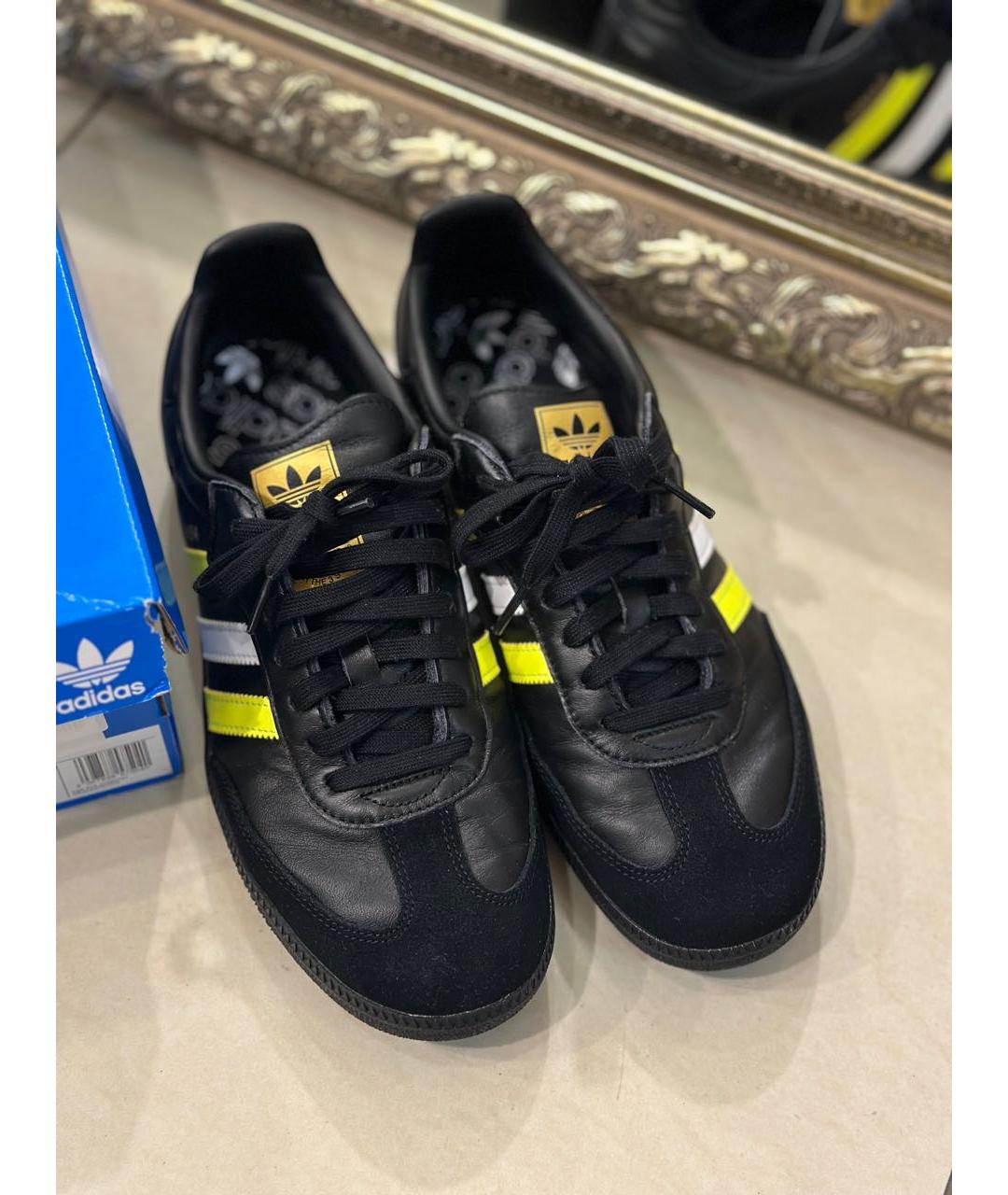 ADIDAS Черные кожаные низкие кроссовки / кеды, фото 3