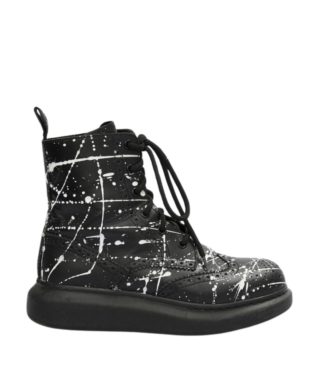 ALEXANDER MCQUEEN Черные кожаные ботинки, фото 1