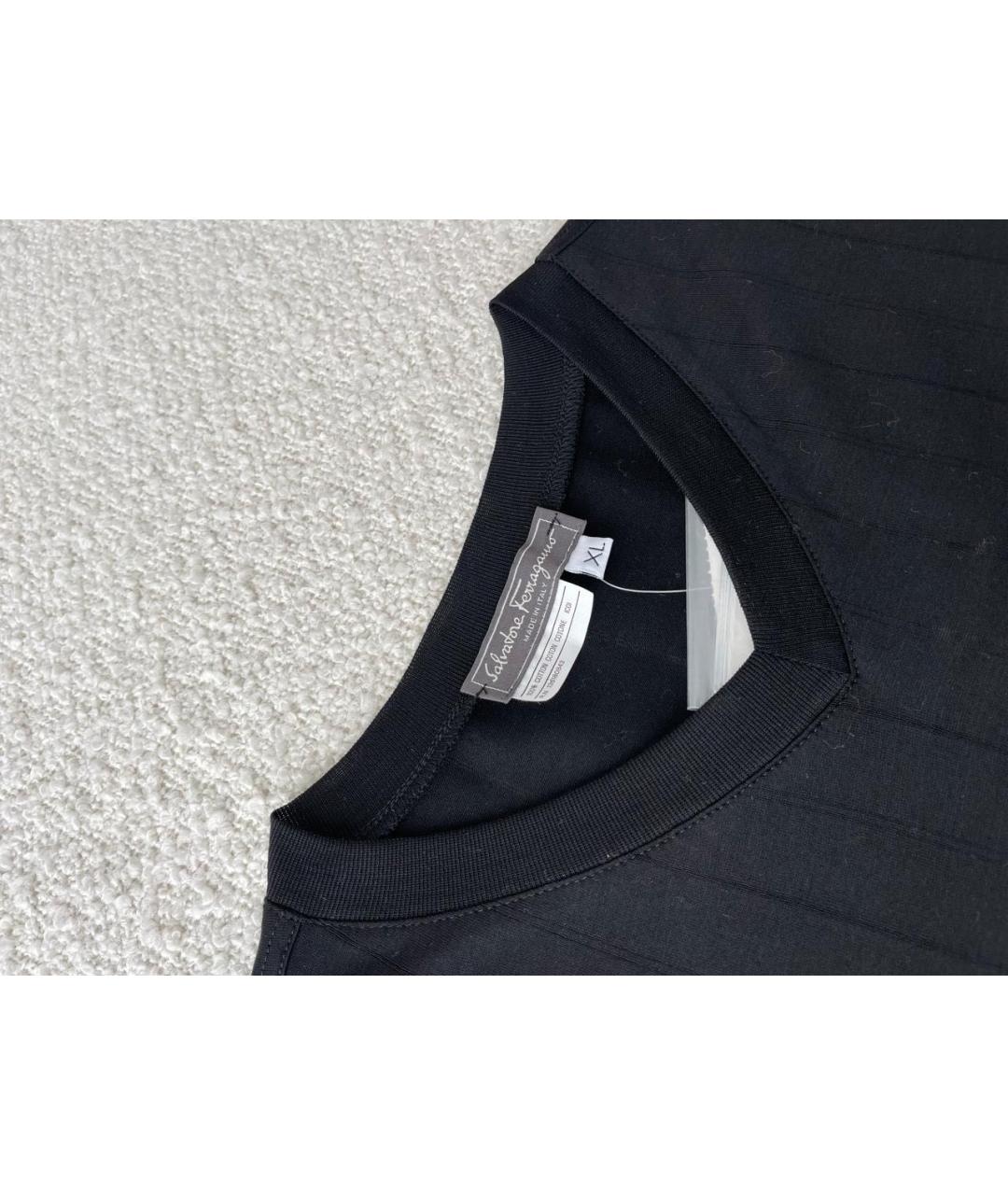 FERRAGAMO Черная хлопковая футболка, фото 3