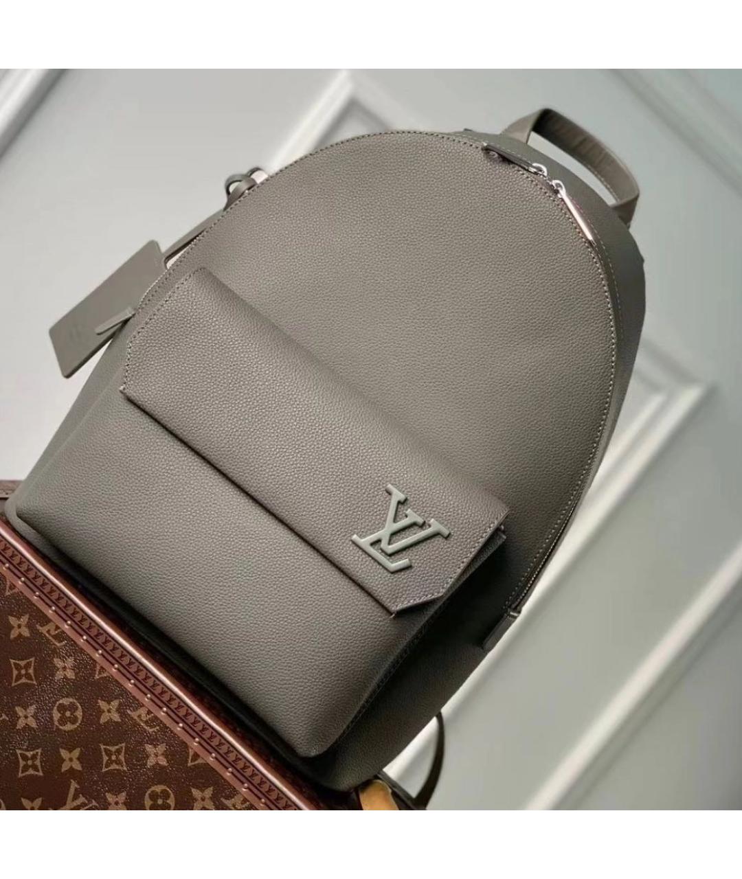 LOUIS VUITTON Серый кожаный портфель, фото 5