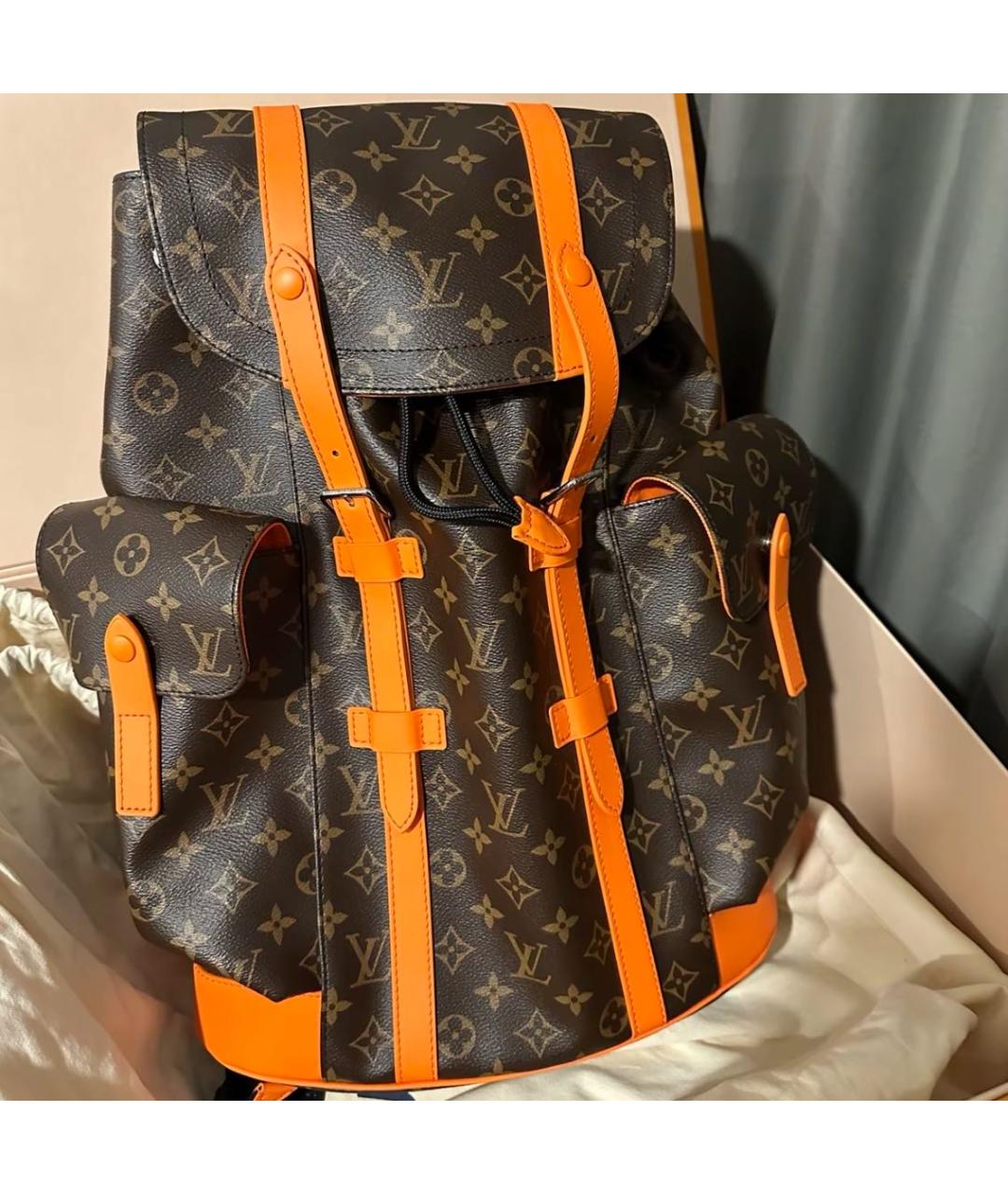LOUIS VUITTON Оранжевый кожаный портфель, фото 6