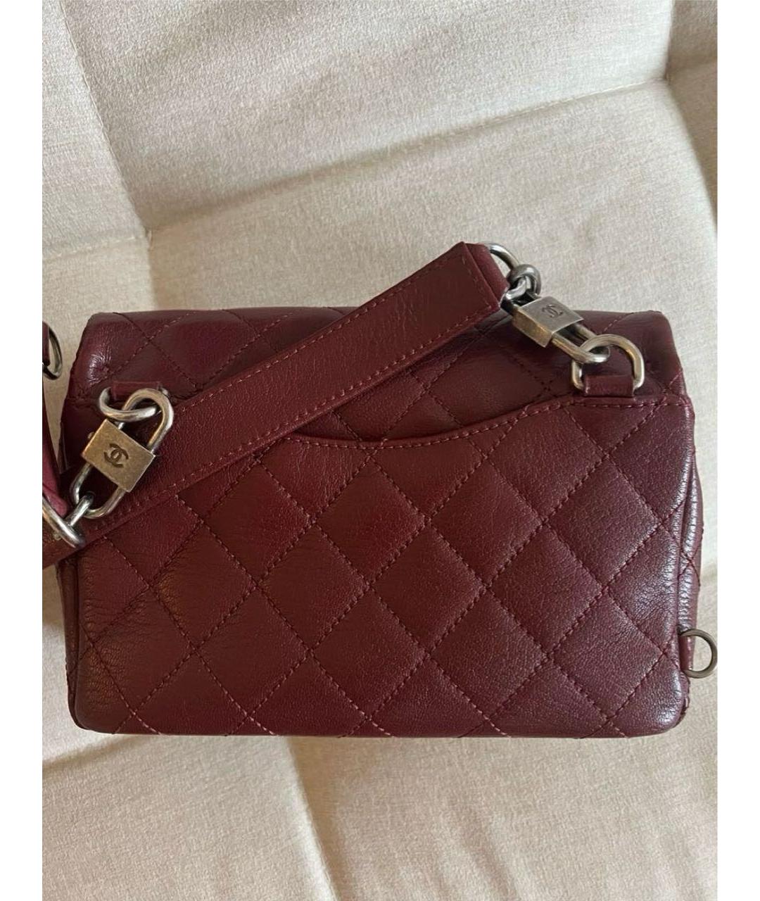CHANEL Бордовая кожаная сумка через плечо, фото 2