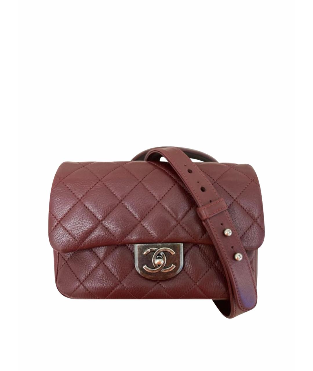 CHANEL Бордовая кожаная сумка через плечо, фото 1