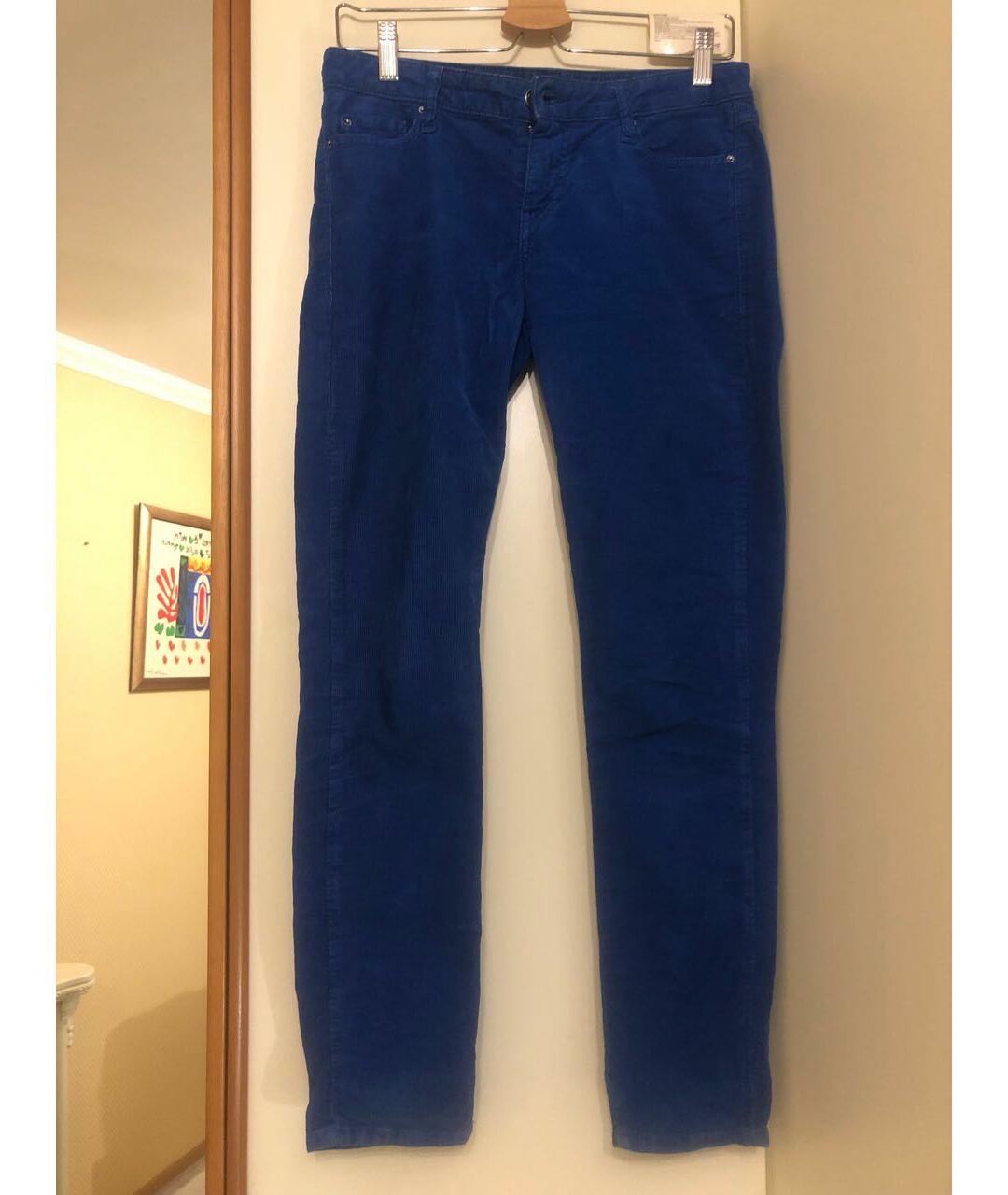 IRO Синие хлопко-эластановые брюки узкие, фото 8