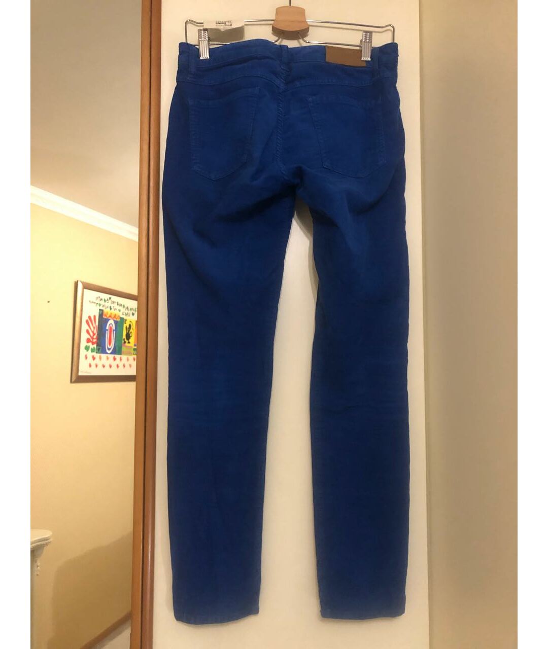 IRO Синие хлопко-эластановые брюки узкие, фото 2
